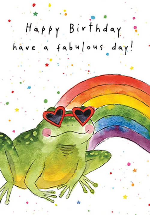 Rainbow Frog Birthday Greeting Card