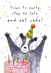Badger Cake Birthday Greeting Card