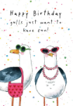 Gulls Have Fun Birthday Greeting Card