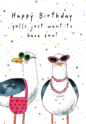 Gulls Have Fun Birthday Greeting Card