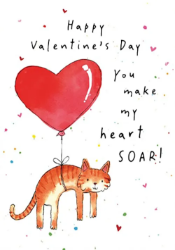 Cat Balloon Valentines Day Greeting Card