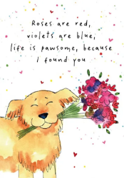 Dog Flowers Valentines Day Greeting Card