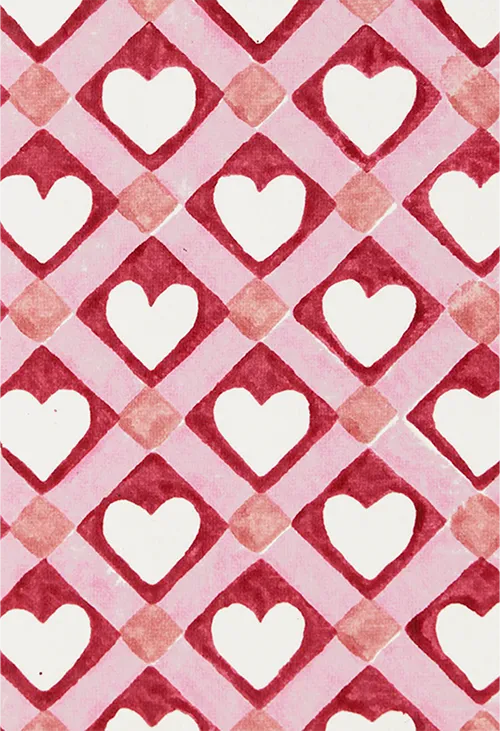Red Check Heart Love Greeting Card