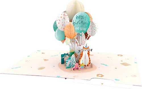 3D Birthday Cat Greeting Card
