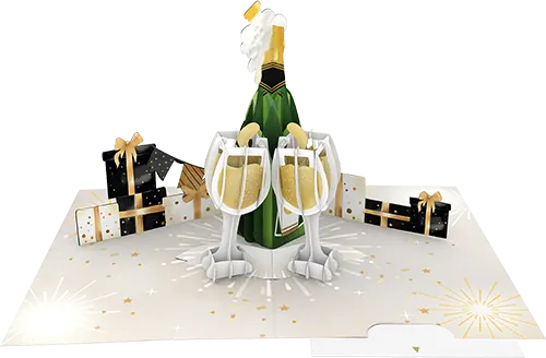 3D Prosecco Blank Greeting Card