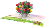 3D Tulips Vase Blank Greeting Card