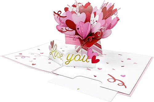 3D Hearts Love Greeting Card