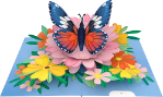 3D Butterfly & Flowers Greeting Card
