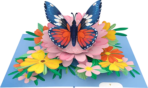 3D Butterfly & Flowers Greeting Card