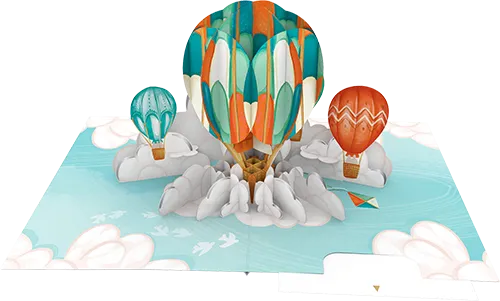 3D Hot Air Balloon Blank Greeting Card
