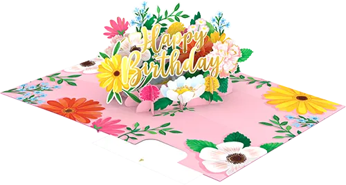 3D Birthday Party Floral Greeting Card