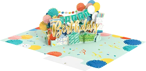3D Birthday Party Presents Greeting Card