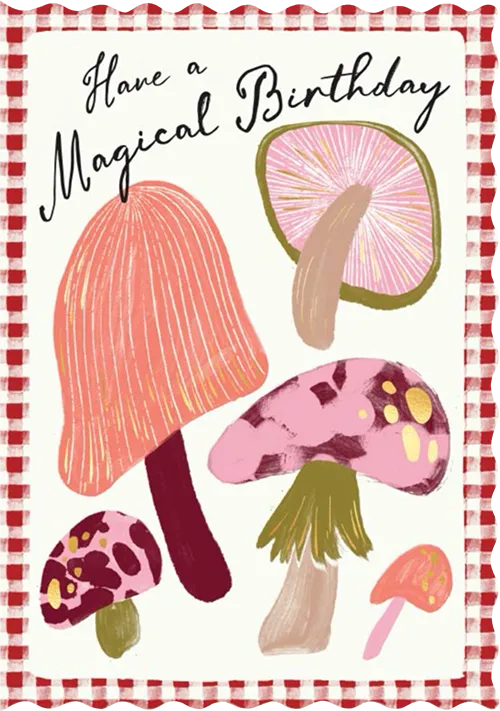 Magical Mushrooms Birthday Greeting Card