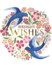 Floral Birds  Birthday Greeting