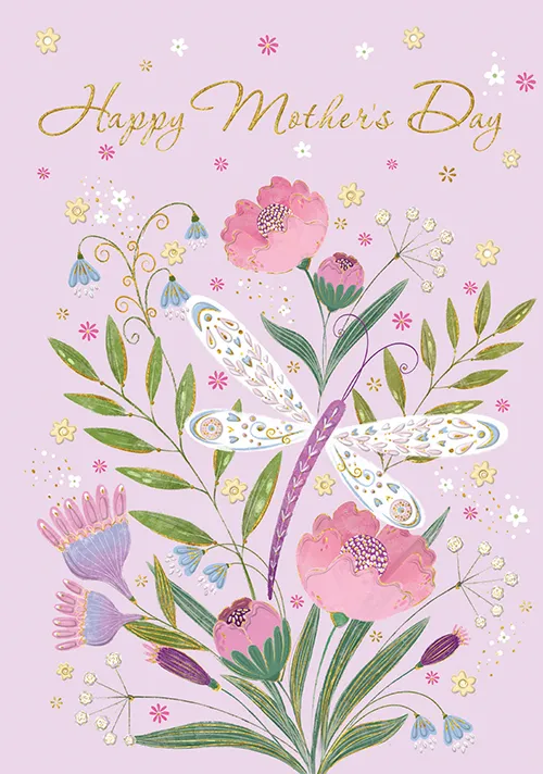 Flower Dragonfly Mother's Day Greeting Card