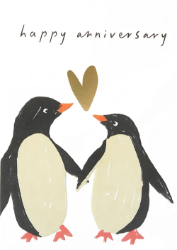 Heart Penguins Anniversary Greeting Card