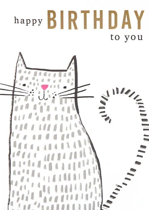 Happy Cat Birthday Greeting Card