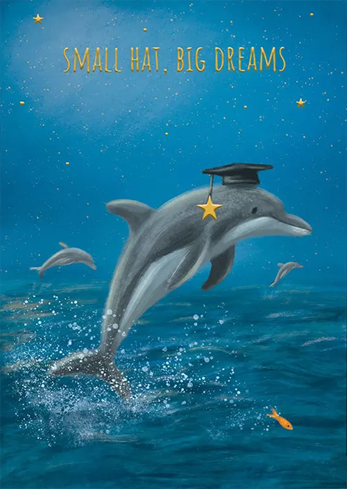 Dolphin Hat Graduation Greeting Card