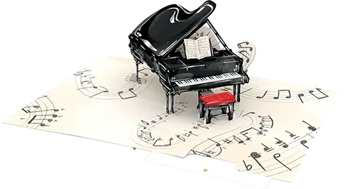 3D Piano Blank Greeting Card