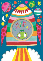 Window Rocket Birthday Greeting Card