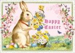 Bunny Flowers Easter Postcard