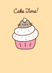 Pusheen Cupcake Birthday Greeting Card
