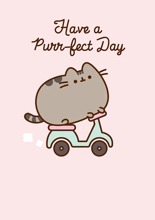 Pusheen Vespa Birthday Greeting Card
