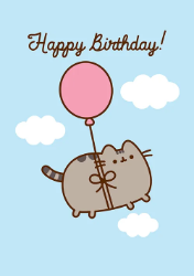 Pusheen Balloon Birthday Greeting Card