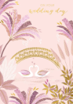 Pink Swans Wedding Greeting Card