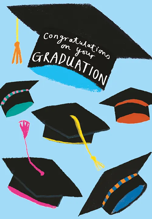 Grad Hats Congrats Graduation Greeting Card