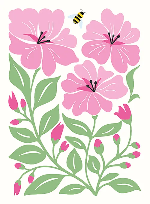 Pink Flowers Blank Greeting Card