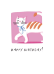 Cat Stripe Birthday Greeting Card