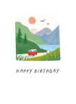 Camper Landscape Birthday Greeting Card