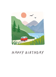 Camper Landscape Birthday Greeting Card