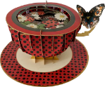 3D Teacup Butterfly Ladybugs Greeting Card