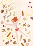 Girl with Treats Birthday Card 