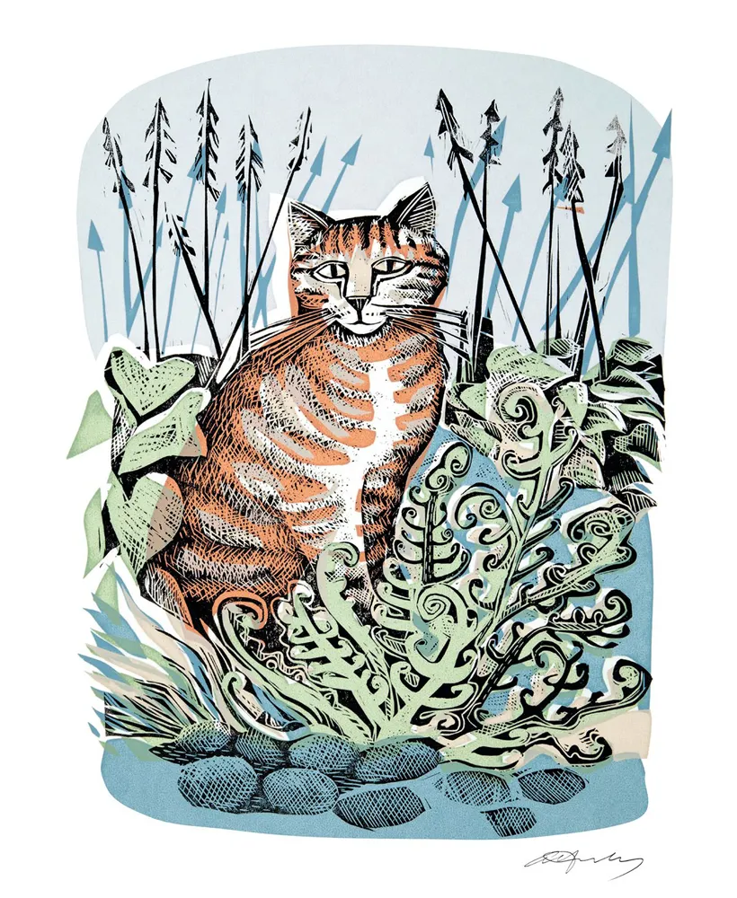 Ginger Cat & Fern Blank Card
