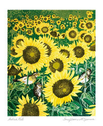 Sunflower Sparrow Blank Card