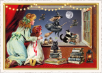 Kids and Witch Halloween Postcard