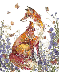 Fox in Flowers Blank Card