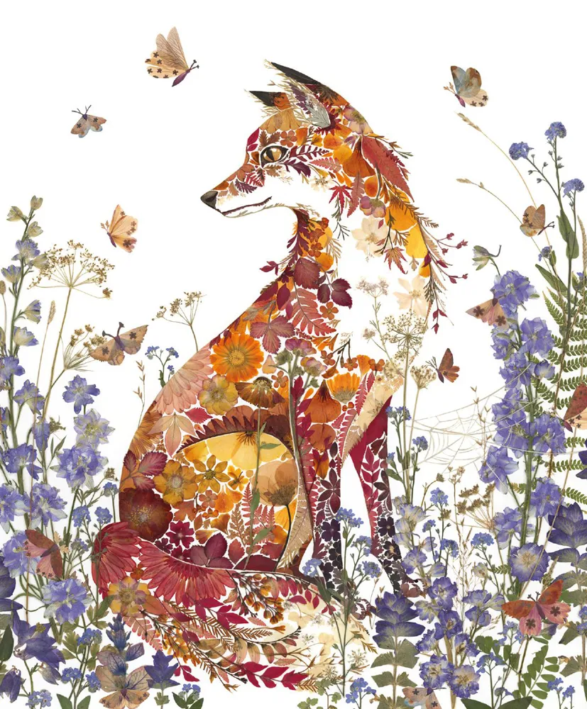 Fox in Flowers Blank Card