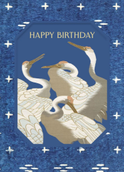 Blue Cranes Birthday Card