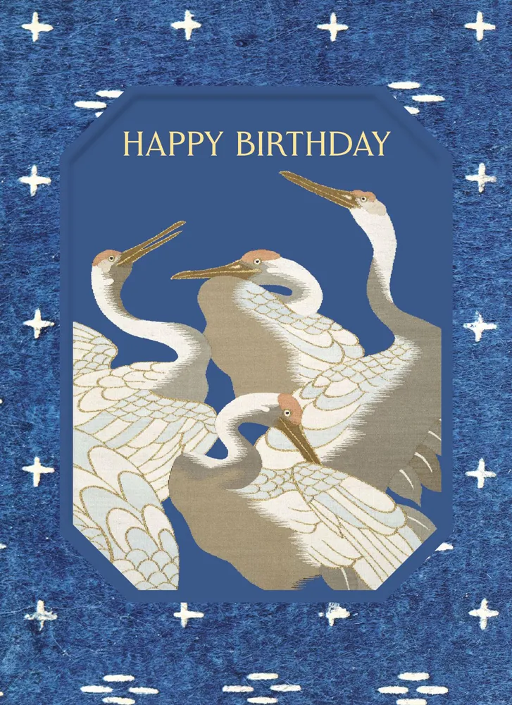 Blue Cranes Birthday Card