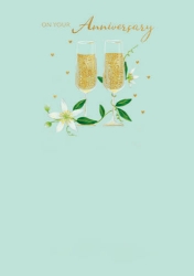 Wine Glasses Anniversary Greeting Card