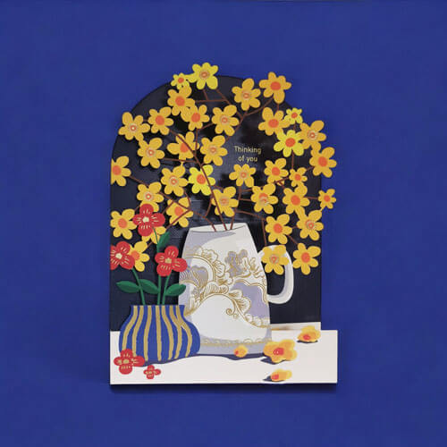Diecut Flower Vase Thinking of You Greeting Card
