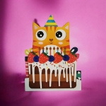 Wobbly Cat Cake Birthday Greeting Card