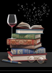 Wine And Books Blank Greeting Card