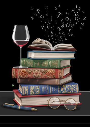 Wine And Books Blank Greeting Card