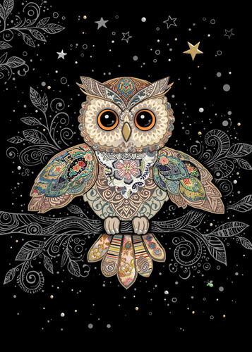 Patterned Owl Blank Greeting Card