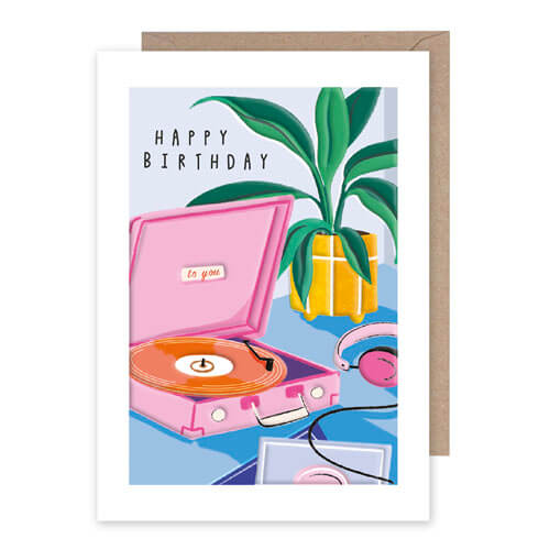 Record Player Birthday Greeting Card